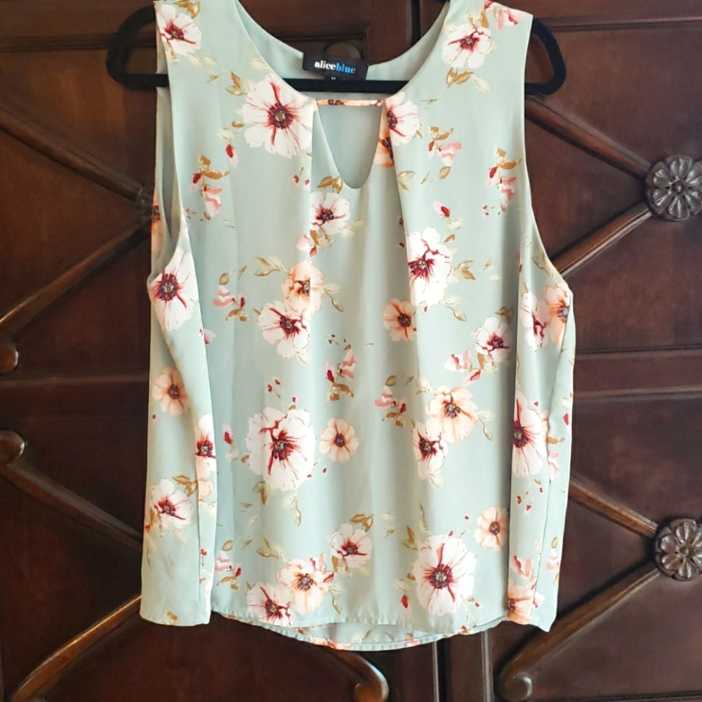 🥰3☆$25 Aliceblue XL blouse, floral, soft green